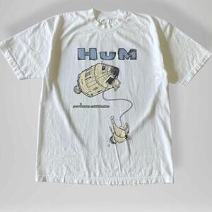 Gildan Men White T-Shirt, White Hum Robot Graphic Tee